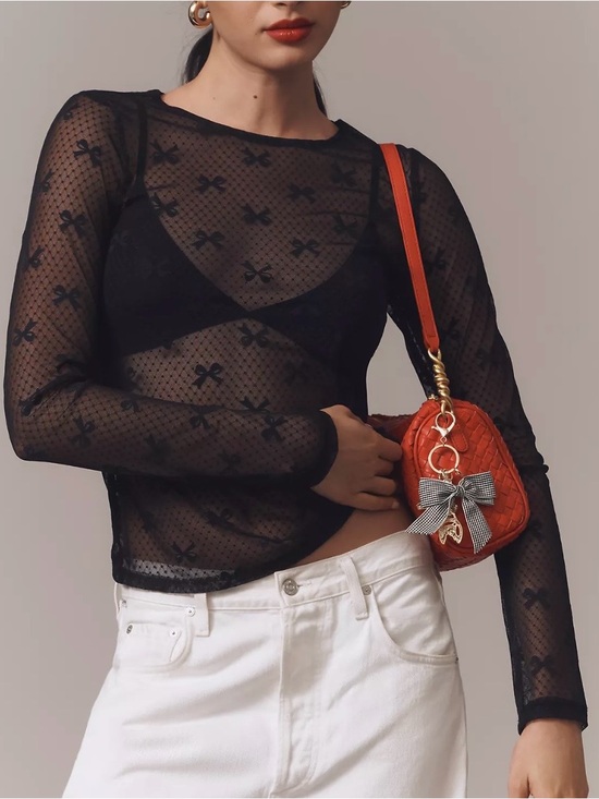 Anthropologie Tops - NWT Anthropologie Long-Sleeve Novelty Lace Top in Black Size Medium